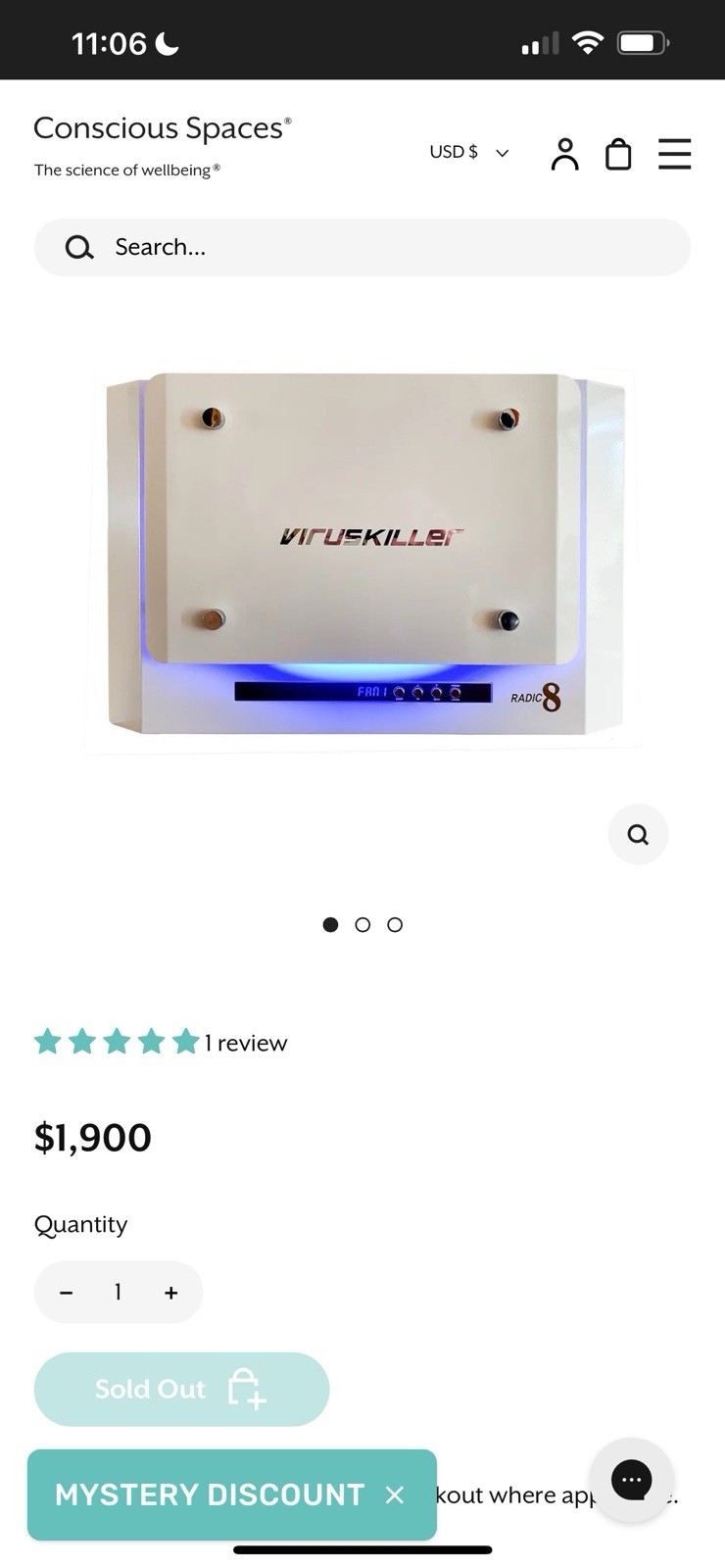 Air Sterilizer Radic8 Viruskiller VK 401 For Medical Bldgs/Homes/Offices-NEW