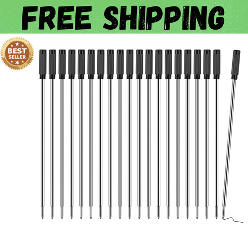 20 Pack Black Ballpoint Pen Refills 1mm Medium Tip for Twist Pens Replaceable US