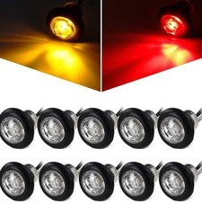 10Pcs 3/4" Mini Round LED Marker Lights w Bullet Plugs, Sealed Waterproof Clear