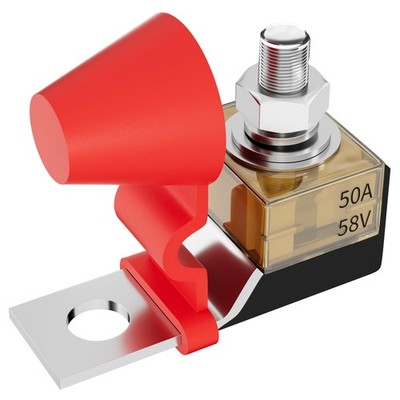 Joinfworld MRBF Terminal Fuse Block 50A 58V DC Battery 50A, Red&Silver
