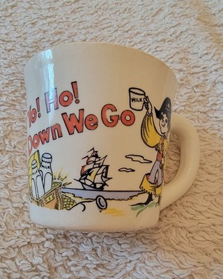 Vintage Pirate Milk Yo! Ho! Down We Go Heavy USA Child's Mug Cup