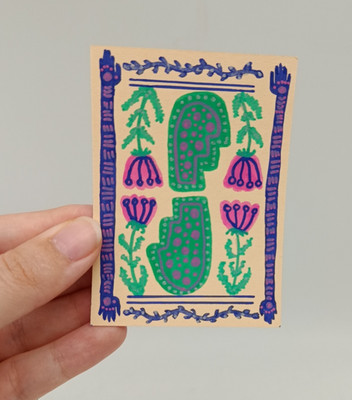 ACEO Original Painting Miniature OOAK Gemälde #6 ''Reflexion'' Folk Art Acryl