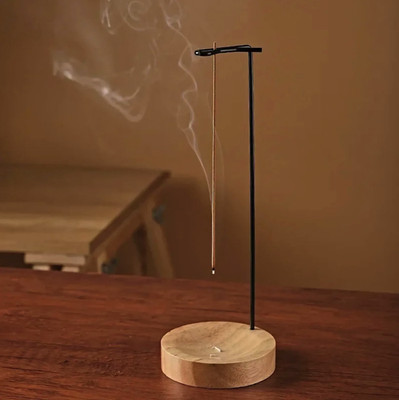 1pc Wooden Upside Down Incense Burner Holder Round Tray Decor Home - NEW