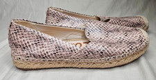 Sam Edelman Espadrilles Shoes Womens SZ 7 Beige Leather Snakeskin Print Slip On