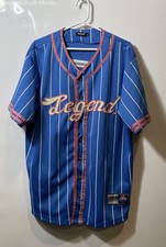 Camiseta deportiva de béisbol rosa+delfín para hombre azul a rayas Legend manga corta talla XL