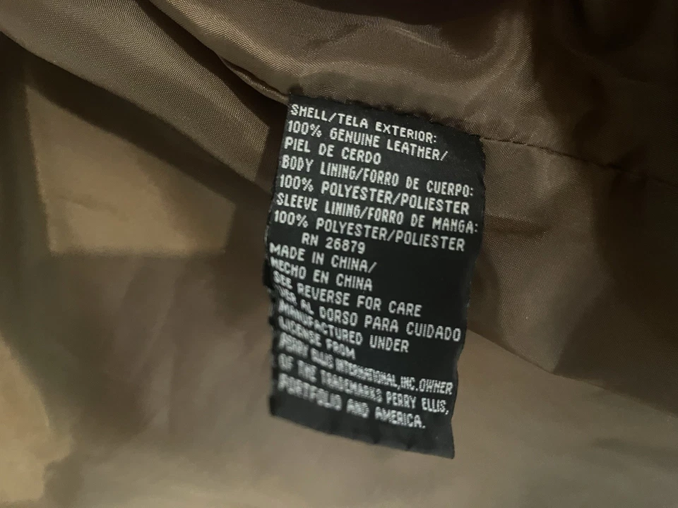 Mens Vintage Perry Ellis Brown Suede Shirt Jacket Size L Button Front Classic - Image 4 of 4