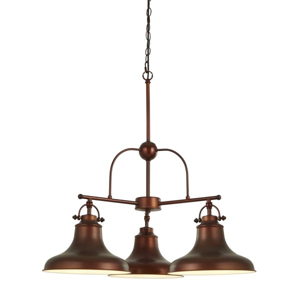 HäNgeleuchte Pendelleuchte Metall Ø 63 Cm 3-Flammig E27 Braun Vintage Esszimmer-image
