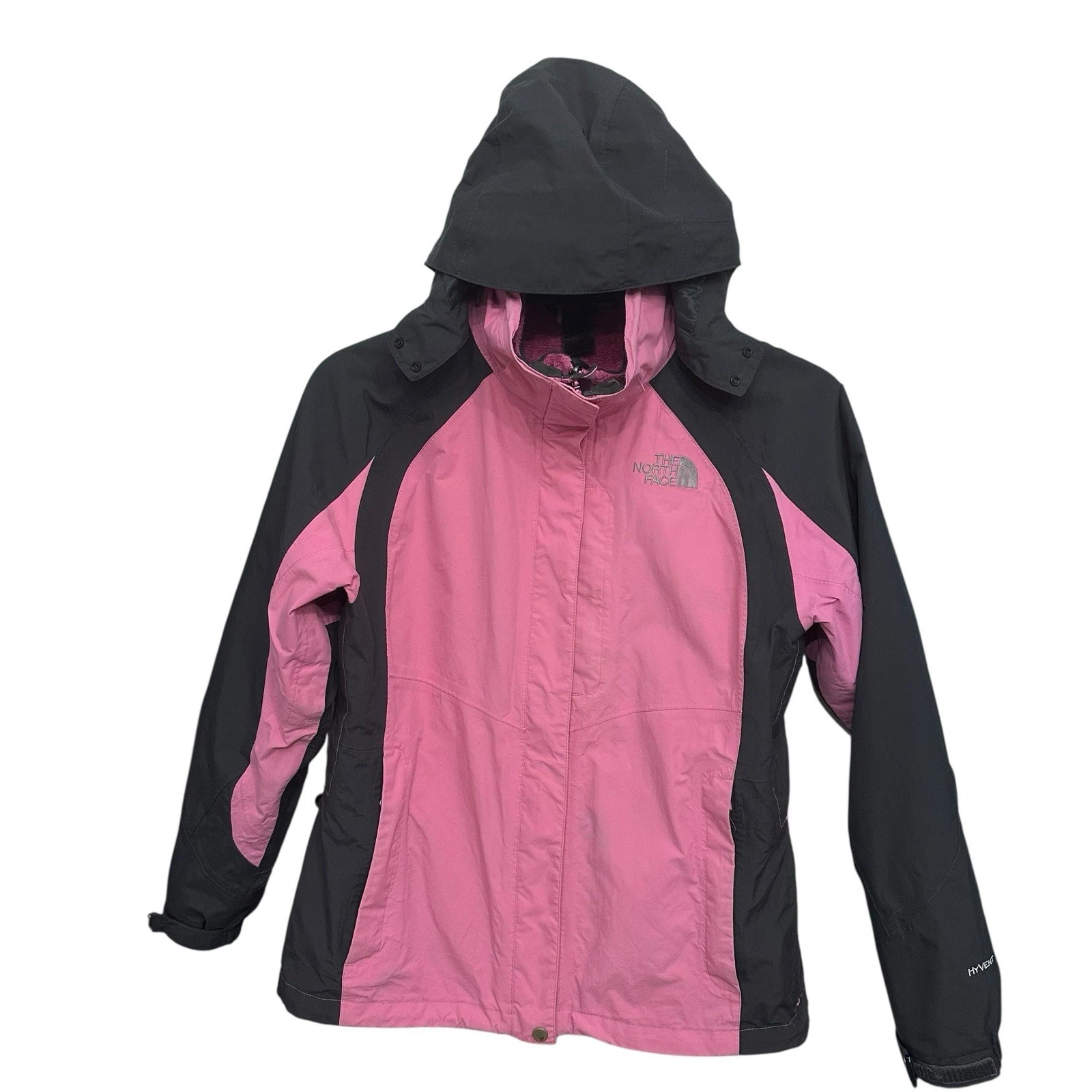 The North Face Womens Pink HyVent snow Ski Jacket Hooded Waterproof 3in1 Large