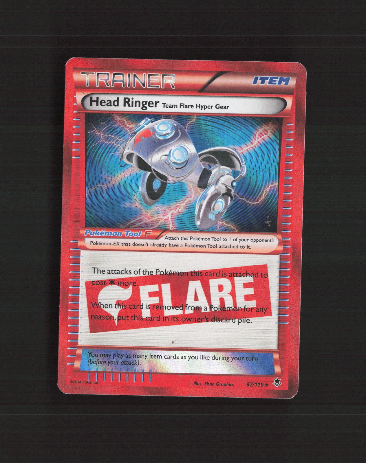 Head Ringer Team Flare Hyper Gear 97/119 Phantom Forces Holo Pokemon Card DMG