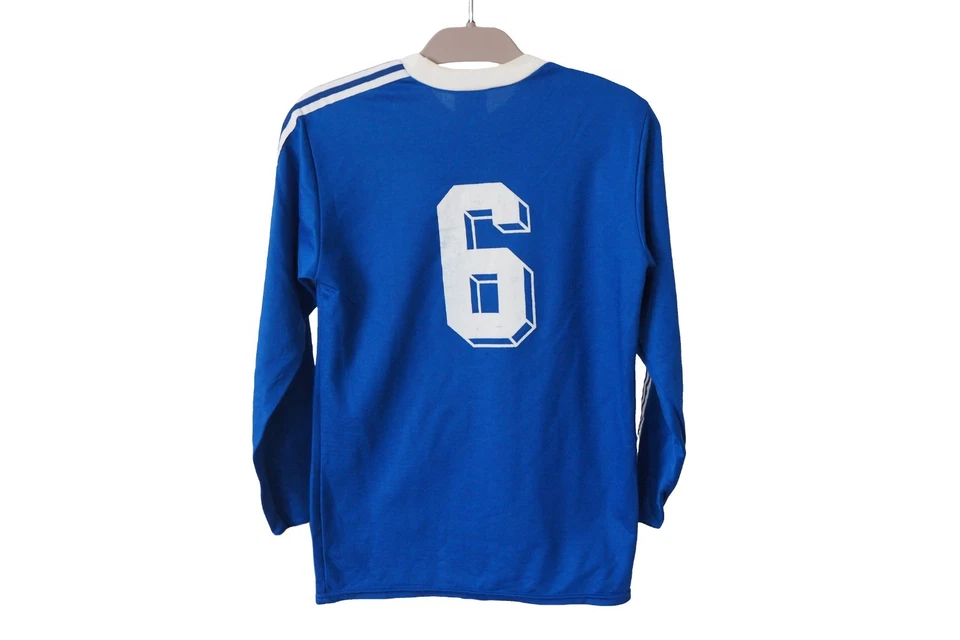 Vintage ADIDAS Jersey  Long Sleeve T-Shirt Tekno Classic Blue 80s Sport Football - Image 2 of 4