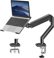 Laptop Stand Desk Mount, 2 in 1 Function, Gas Spring Arm Fits Max 17" Black 