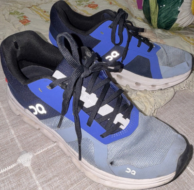 On Cloudrunner Blue Gray White Women s Black Mesh Athletic Running Shoes