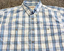 Wrangler Rugged Wear Plaid Short Sleeve Mens Button Down Shirt XL Short Sleeve