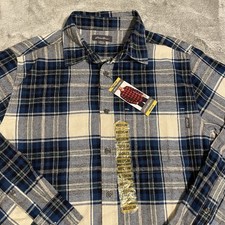 Eddie Bauer Men's LS Bristol Cotton Flannel Shirt Blue Plaid Size Medium NWT
