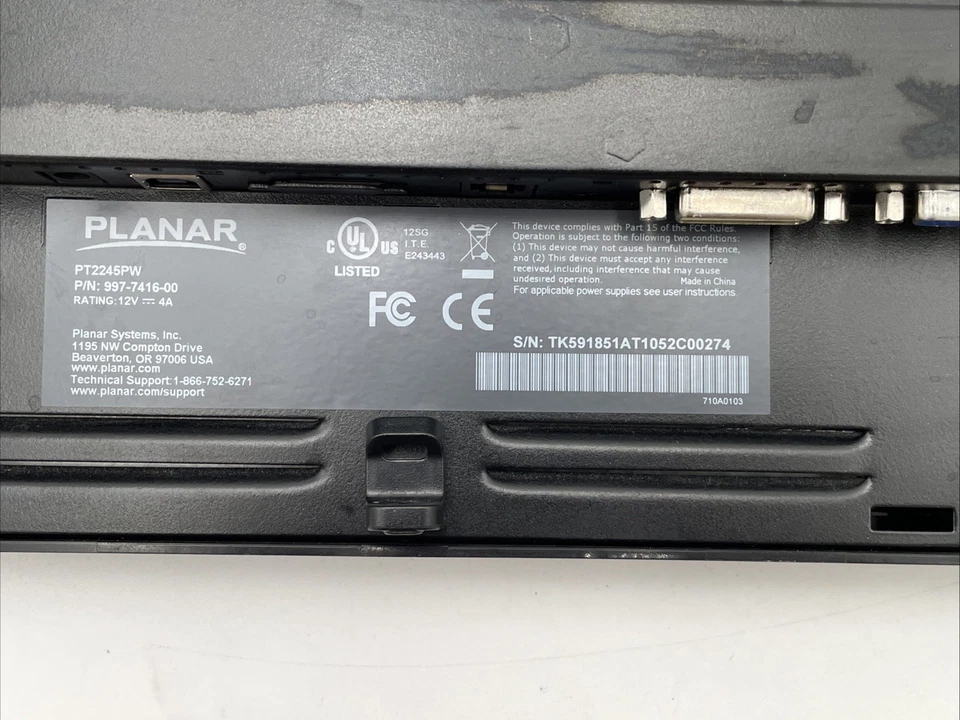 Planar PT2245PW 22" LCD Full HD Touchscreen LCD Monitor. TESTED NO CABLE/STAND - Image 4 of 4