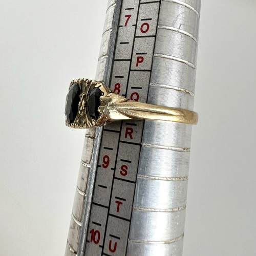 9ct Yellow Gold Sapphire Ring Cubic Zirconia Vintage Hallmarked 9K 375 Size Q - Picture 17 of 24