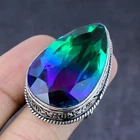 Bi-Color Tourmaline Gemstone Handmade 925 Steling Silver Gift Ring Size 8 O382