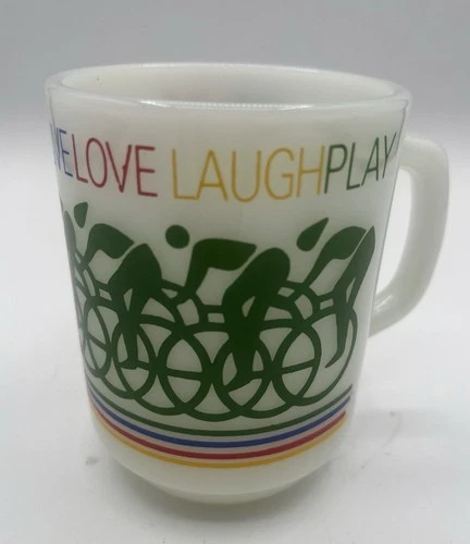 Vintage PDC Rainbow Anchor Hocking BIKE Mug Live Love Laugh Play 1980 Rare