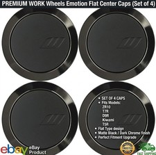 4x Work Wheels Emotion Center Caps Flat Type Black For Zr10 T7r D9r Kiwami T5r