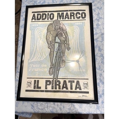 Picture frame of pro Cyclist Marco Pantani, Grand Tours Multi Champion 29''x 21''