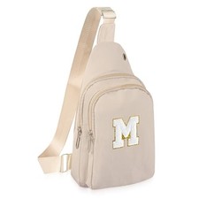 Small Sling Bag Initial Crossbody Bag Fanny Pack Chest Bags for Women M- White