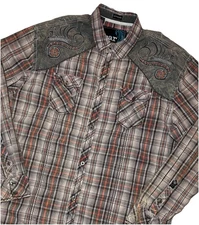 Roar Shirt Mens 3XL Signature Western Cowboy Rodeo MMA Punk Goth Embroidered Y2K