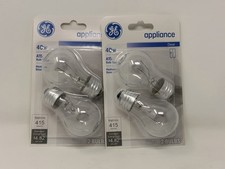 NEW 2-PACK GE Specialty A15 40W 2-Bulbs Each Appliance Fridge Light, Clear