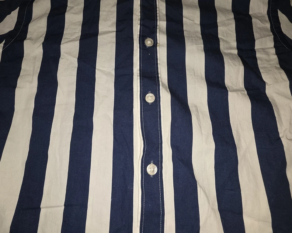 ASOS Oxford Stripe Short Sleeve Button Up Shirt, Navy/White Mens Size XS - Image 3 of 4