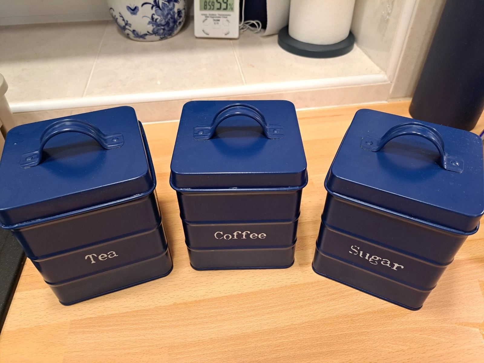 Harbour Housewares Blue Metal Storage Canisters
