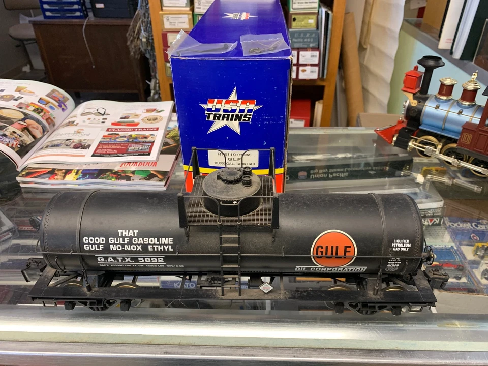 USA TRAINS G SCALE R15119 GULF CHEMICAL TANK CAR METAL WHEELS KNUCKLE COUPLERS - Image 3 of 4