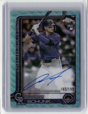2025 Topps Chrome Rookie Aqua Wave Refractor Aaron Schunk Rookie Auto 193/199