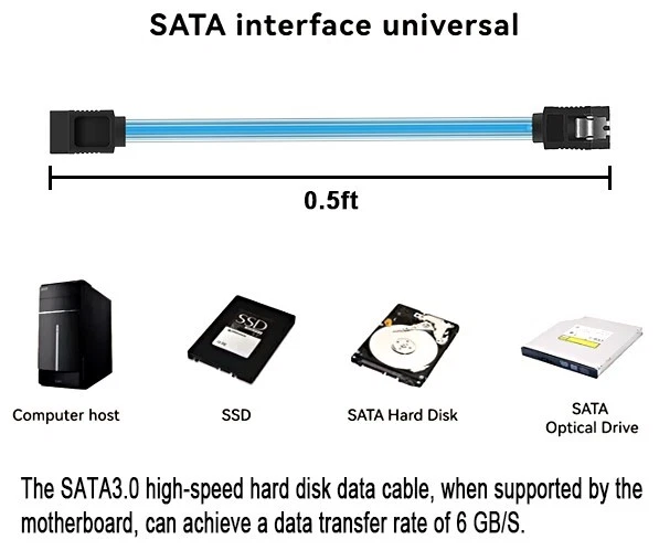SATA 3.0 Solid State Drive Cable 6Gbps Straight with Locking Latch 0.5ft Cable - Image 2 of 4