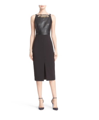 TED BAKER KIMLA EMBELLISHED LEATHER PANEL SHEATH DRESS sz 2/ US 6 | eBay