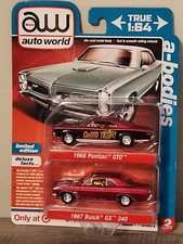 Auto World Ultra Red Chase/Mainline 2 Pack GM 1966 Pontiac GTO  1967 Buick GS.
