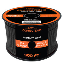 16 Gauge Car Audio Primary Wire 500ft  Black   Remote, Power/Ground Electrical