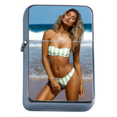 Hawaiian Pin Up Girls D6 Flip Top Oil Lighter Windproof Resistant Flame