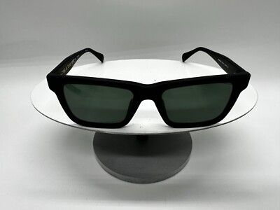 Rag & Bone RAG 54mm Rectangle Matte Black / Green Sunglasses  display picture 3