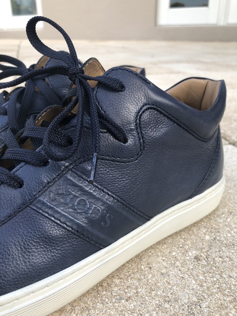 Tods Mens Low Top Blue Leather Fashion Sneaker Shoes Tods