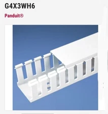 New, Panduit, G4X3WH6, Wire Duct, Wide Slot, White, 4x3, 12 Ft. No Covers