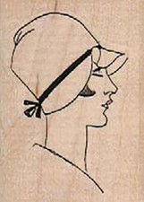 Mounted Rubber Stamp, Lady in Retro Cloche Hat, Lady in Hat, Retro Hat Lady