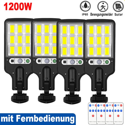 1200W LED Solarleuchte mit Bewegungsmelder Außenlicht Gartenlampe
