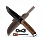 Carbon Steel Bushcraft Knife with Ferro Rod and Leather Sheath BeaverCraft BSH4F