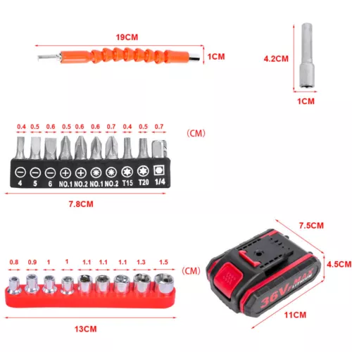 36V 2-Speed Electric Cordless Drill Screwdriver Hammer Impact w/ 2 Battery Kits - Picture 7 of 14
