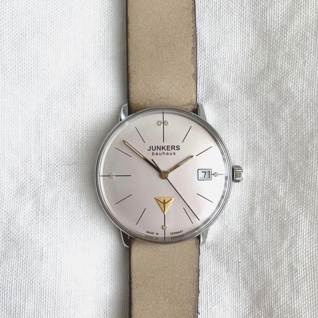 Junkers Bauhaus Germany 6073 5QZ Quartz Day Date w Box Working