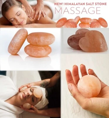 RSJ 3x Himalaya Salz Steine Steine für eine tiefe Massage Kugeln oval Kristall ganzheitlich