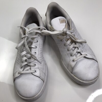 Adidas Cloud foam Advantage Women’s 10 White/Gold Stripe HWI 28Y001  A30821