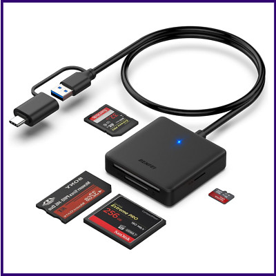 Memory Card Reader,  4In1 USB 3.0 and USB-C to SD Micro SD MS CF Card Reader Ada