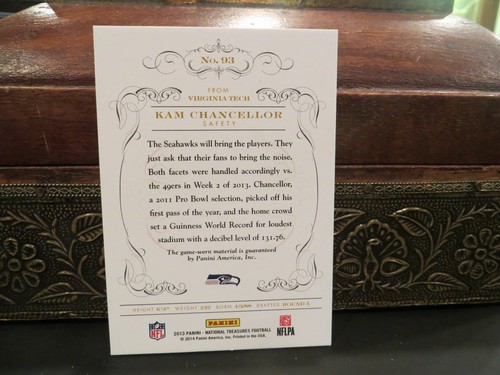 National Treasures Century Materials Jersey Seahawks Kam Chancellor 15/49 2013 - Picture 4 of 4