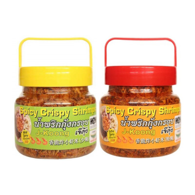 2x Spicy Crispy Shrimps Mild + Extra Spicy Thai Namprik Chili Paste Dipping 90g
