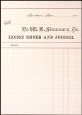 1880s W.R. Shumway Horse Shoers & Jobber Montague MA Unused Billhead 6 x 8.5"